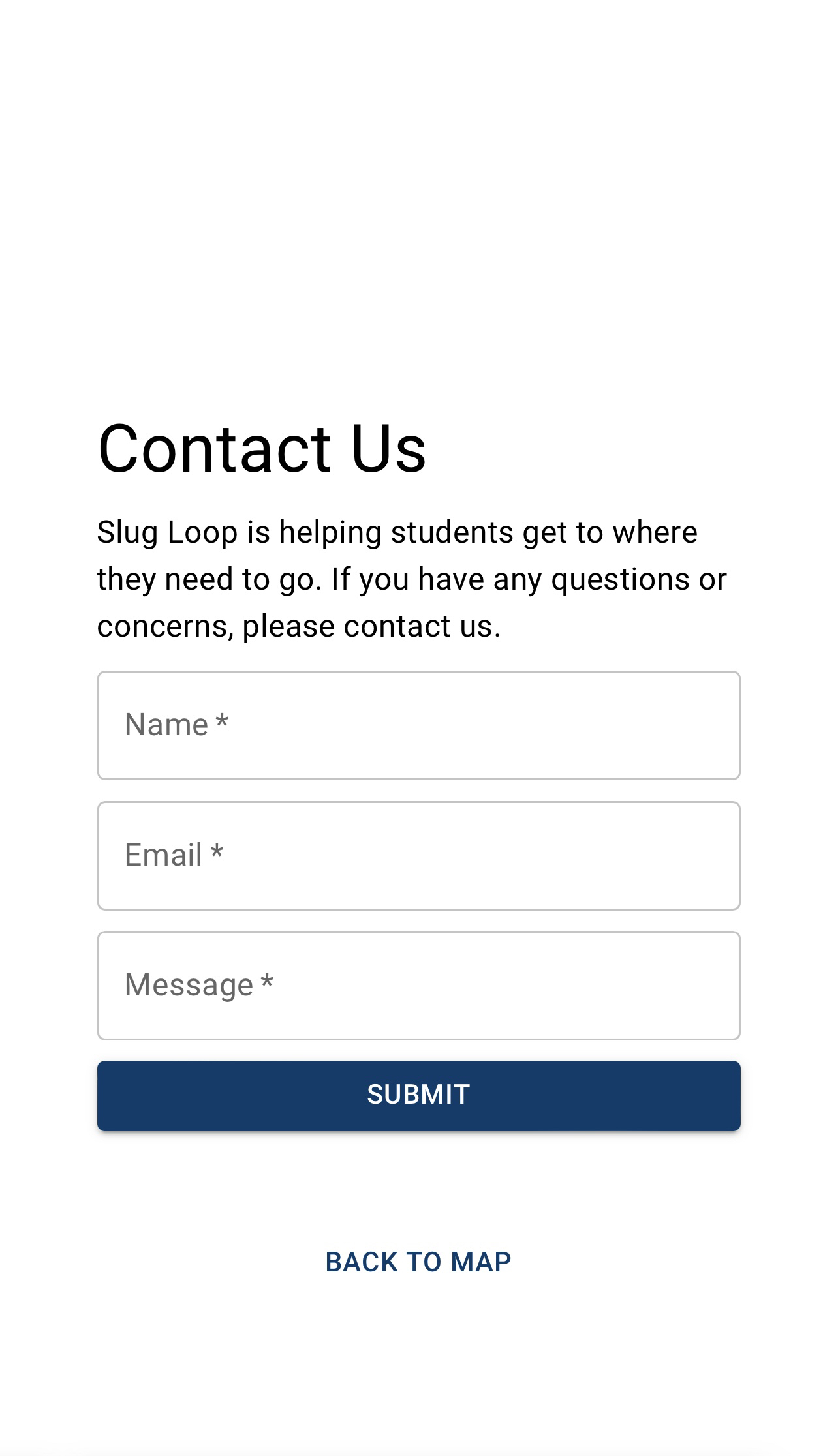 The original SlugLoop contact page
