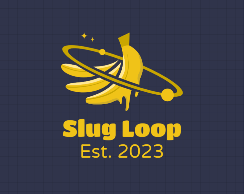 Early Slug Loop logo — bananas in an orbit ring, Est. 2023